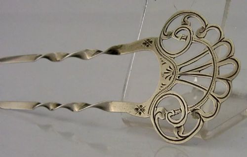 PRETTY ENGLISH STERLING SILVER ART NOUVEAU HAIR SLIDE COMB 1904 ANTIQUE WEDDING - ADDITIONAL PHOTO 2