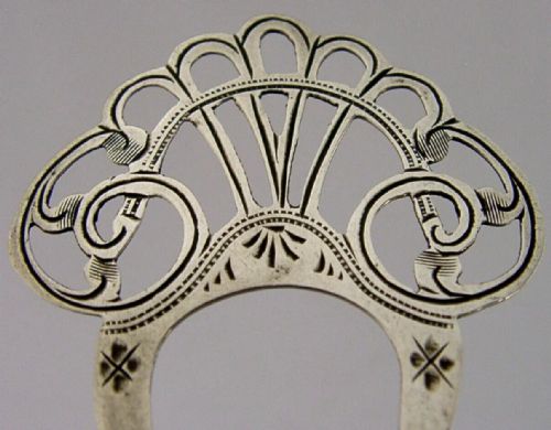 PRETTY ENGLISH STERLING SILVER ART NOUVEAU HAIR SLIDE COMB 1904 ANTIQUE WEDDING - ADDITIONAL PHOTO 4