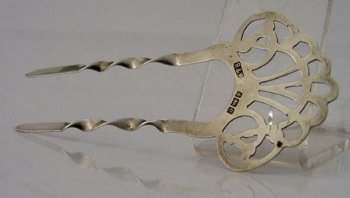 PRETTY ENGLISH STERLING SILVER ART NOUVEAU HAIR SLIDE COMB 1904 ANTIQUE WEDDING - ADDITIONAL PHOTO 5