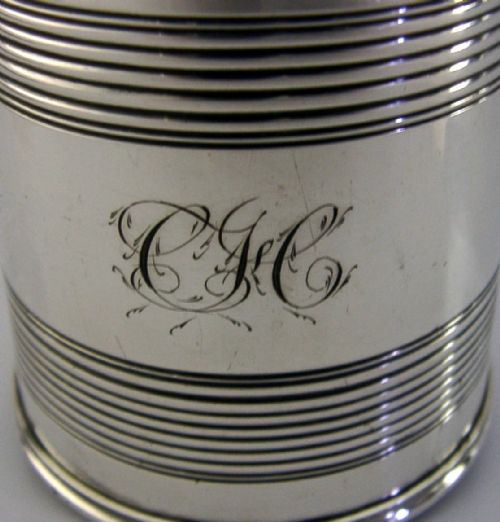 HEAVY 115G ENGLISH STERLING SILVER MUG 1854 VICTORIAN ANTIQUE - ADDITIONAL PHOTO 3