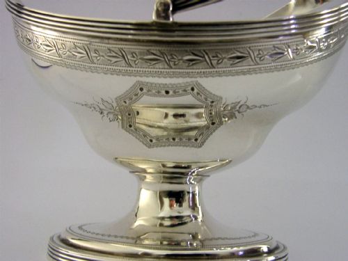 148G STUNNING BATEMAN GEORGIAN STERLING SILVER SWING HANDLED BASKET ANTIQUE 1792 - ADDITIONAL PHOTO 1
