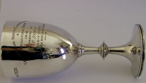 LARGE STERLING SILVER TROPHY CUP TALYBONT SHOW BEST SHORT HORN COW 1916 157G - ADDITIONAL PHOTO 5