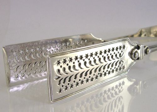 HEAVY 220G STERLING SILVER SERVING TONGS VICTORIAN ANTIQUE 1850 - ADDITIONAL PHOTO 1