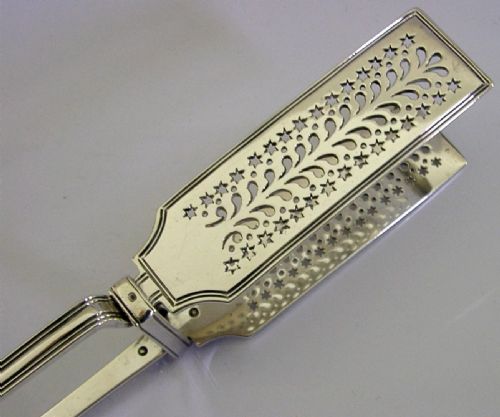 HEAVY 220G STERLING SILVER SERVING TONGS VICTORIAN ANTIQUE 1850 - ADDITIONAL PHOTO 4