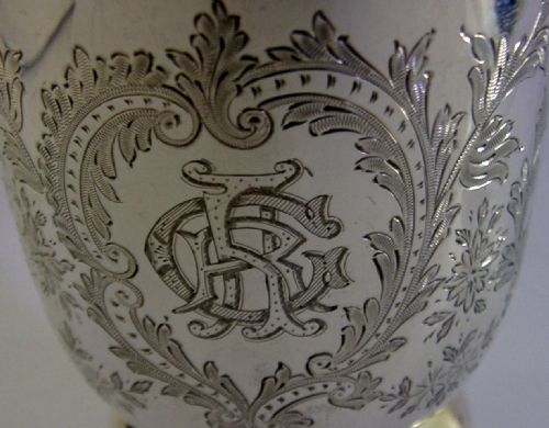 VICTORIAN ENGLISH STERLING SILVER PINT TANKARD 1896 SILVER BARWARE 224G - ADDITIONAL PHOTO 2