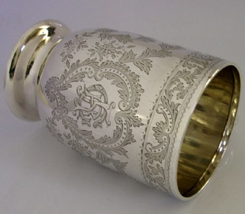 VICTORIAN ENGLISH STERLING SILVER PINT TANKARD 1896 SILVER BARWARE 224G - ADDITIONAL PHOTO 5
