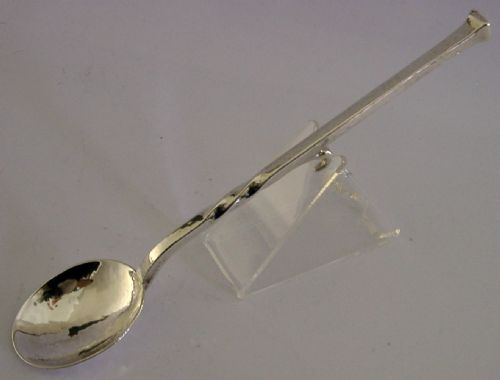 PLANNISHED ARTS CRAFTS STERLING SILVER HONEY SPOON 1939 56G STUNNING ANTIQUE - ADDITIONAL PHOTO 2