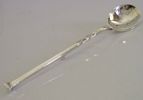 PLANNISHED ARTS CRAFTS STERLING SILVER HONEY SPOON 1939 56G STUNNING ANTIQUE - ADDITIONAL PHOTO 4