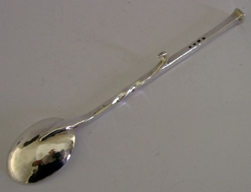 PLANNISHED ARTS CRAFTS STERLING SILVER HONEY SPOON 1939 56G STUNNING ANTIQUE - ADDITIONAL PHOTO 5