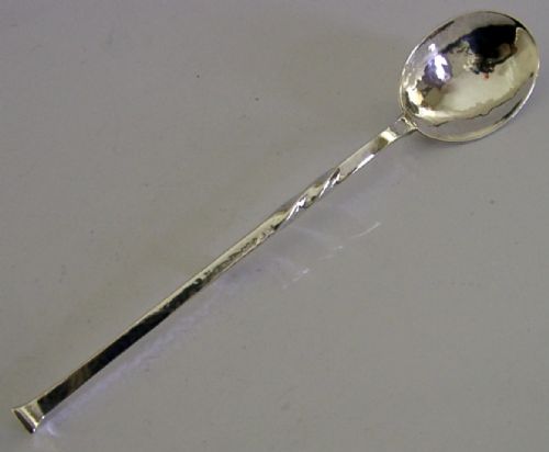 PLANNISHED ARTS CRAFTS STERLING SILVER HONEY SPOON 1939 56G STUNNING ANTIQUE - ADDITIONAL PHOTO 7