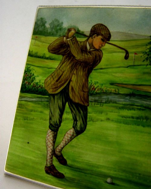 SAMPSON MORDAN STERLING SILVER ENAMEL HAND PAINTED GOLF CIGARETTE CASE 1933 - ADDITIONAL PHOTO 2