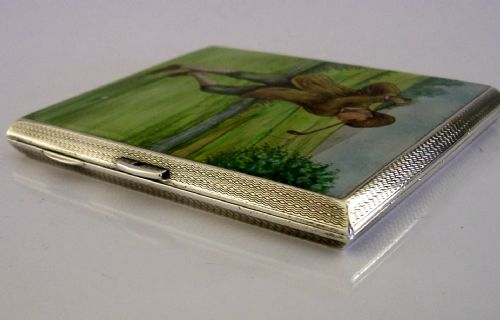 SAMPSON MORDAN STERLING SILVER ENAMEL HAND PAINTED GOLF CIGARETTE CASE 1933 - ADDITIONAL PHOTO 9