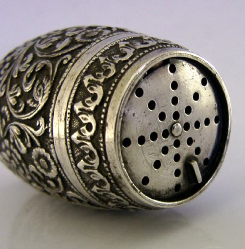 RARE INDIAN SOLID SILVER DOUBLE ENDED TRAVELLING SPICE POT C1880 ANTIQUE 80G - ADDITIONAL PHOTO 1