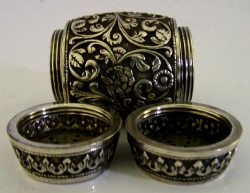 RARE INDIAN SOLID SILVER DOUBLE ENDED TRAVELLING SPICE POT C1880 ANTIQUE 80G - ADDITIONAL PHOTO 2