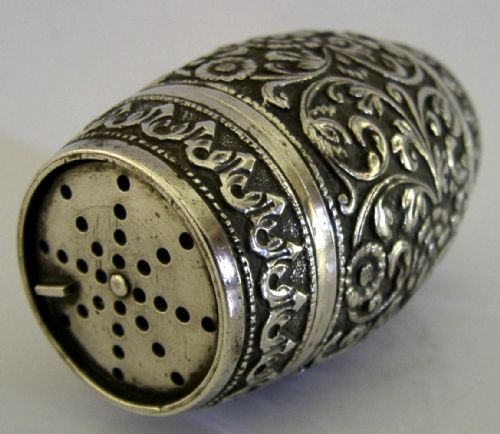 RARE INDIAN SOLID SILVER DOUBLE ENDED TRAVELLING SPICE POT C1880 ANTIQUE 80G - ADDITIONAL PHOTO 3