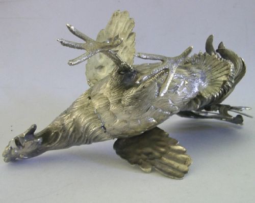 HUGE 854G FRENCH STERLING SILVER COCKEREL ROOSTER CHICKEN BIRD C1920 ANTIQUE - ADDITIONAL PHOTO 6
