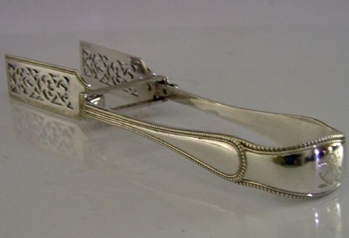 HORNBY FAMILY CREST STERLING SILVER VEGETABLE SERVING TONGS 1865 ANTIQUE - ADDITIONAL PHOTO 5