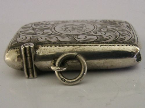 ENGLISH SOLID STERLING SILVER VESTA MATCH CASE 1911 ANTIQUE 26G - ADDITIONAL PHOTO 4