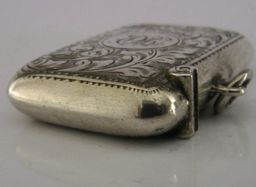 ENGLISH SOLID STERLING SILVER VESTA MATCH CASE 1911 ANTIQUE 26G - ADDITIONAL PHOTO 6
