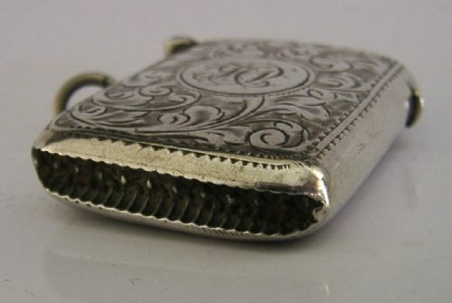 ENGLISH SOLID STERLING SILVER VESTA MATCH CASE 1911 ANTIQUE 26G - ADDITIONAL PHOTO 7