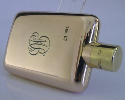 ASPREY ENGLISH STERLING SILVER ROSE GOLD SPIRIT HIP FLASK 1998 HUNTING SHOOTING - ADDITIONAL PHOTO 3