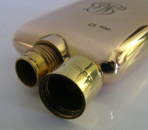 ASPREY ENGLISH STERLING SILVER ROSE GOLD SPIRIT HIP FLASK 1998 HUNTING SHOOTING - ADDITIONAL PHOTO 7
