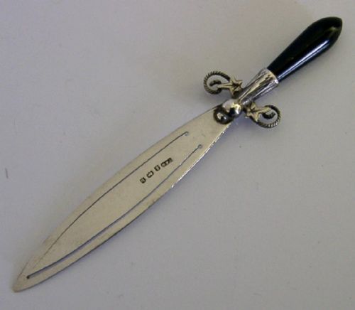 ENGLISH STERLING SILVER AGATE BOOKMARK PAGE MARKER 1901 ANTIQUE - ADDITIONAL PHOTO 3