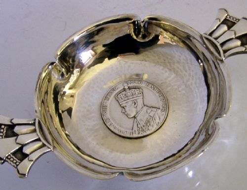 ASPREY STERLING SILVER PLANISHED EDWARD VIII ABDICATED KING QUAICH CUP BOWL 1936 - ADDITIONAL PHOTO 3