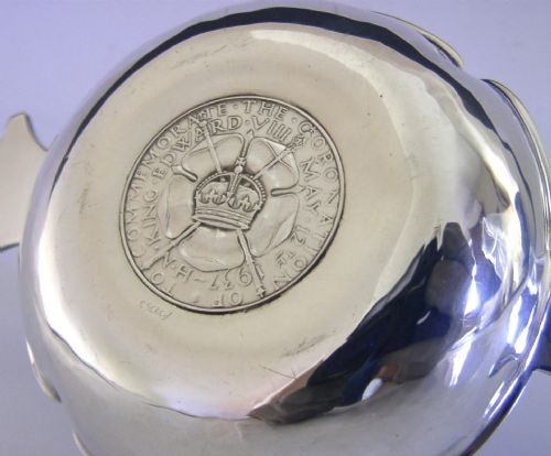 ASPREY STERLING SILVER PLANISHED EDWARD VIII ABDICATED KING QUAICH CUP BOWL 1936 - ADDITIONAL PHOTO 4