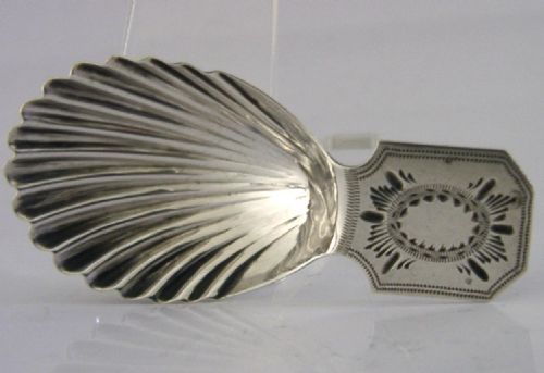 RARE ENGLISH GEORGIAN STERLING SILVER BRIGHTCUT CADDY SPOON 1799 ANTIQUE - ADDITIONAL PHOTO 1