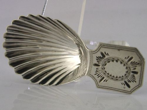 RARE ENGLISH GEORGIAN STERLING SILVER BRIGHTCUT CADDY SPOON 1799 ANTIQUE - ADDITIONAL PHOTO 3