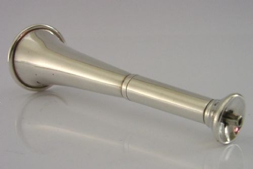 LARGE BRAHAM STERLING SILVER TABLE CIGAR LIGHTER FOX HUNTING HORN 1894 ANTIQUE - ADDITIONAL PHOTO 3