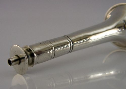 ENGLISH STERLING SILVER TABLE CIGAR LIGHTER FOX HUNTING HORN 1933 ANTIQUE - ADDITIONAL PHOTO 1