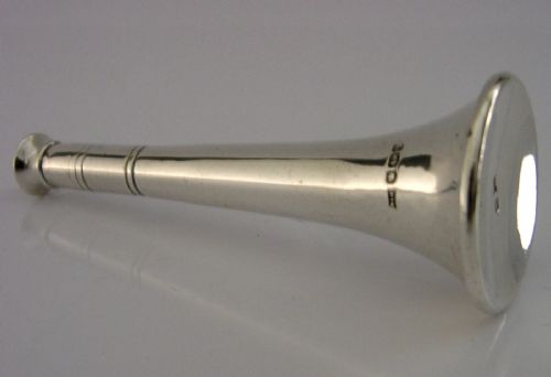 ENGLISH STERLING SILVER TABLE CIGAR LIGHTER FOX HUNTING HORN 1933 ANTIQUE - ADDITIONAL PHOTO 4
