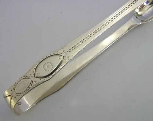 GEORGIAN STERLING SILVER HUNTINGFIELD FAMILY CREST SUGAR TONGS 1796 ANTIQUE - ADDITIONAL PHOTO 4