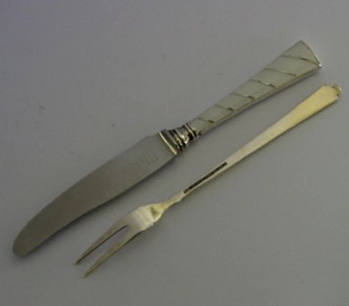 DANISH STERLING SILVER WHITE ENAMEL CUTLERY SET 1960S EGON LAURIDSEN - ADDITIONAL PHOTO 2