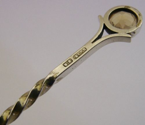 ROBB BALLATER STERLING SILVER CITRINE BUTTON HOOK C1900 SCOTTISH ANTIQUE - ADDITIONAL PHOTO 3