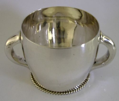 HEAVY 186G ARTS CRAFTS STERLING SILVER PORRINGER CUP BOWL 1905 ANTIQUE - ADDITIONAL PHOTO 1