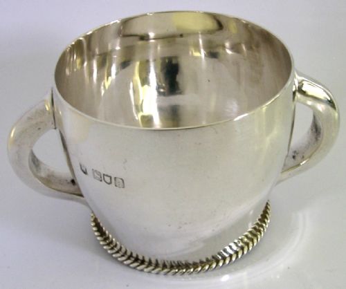 HEAVY 186G ARTS CRAFTS STERLING SILVER PORRINGER CUP BOWL 1905 ANTIQUE - ADDITIONAL PHOTO 4