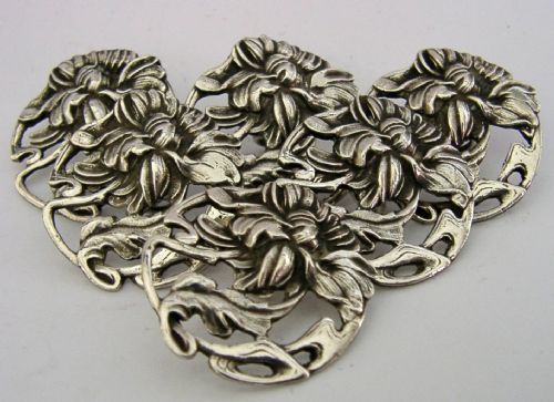 SIX LARGE STERLING SILVER ART NOUVEAU FLOWER BUTTONS 1903 ANTIQUE ENGLISH - ADDITIONAL PHOTO 5