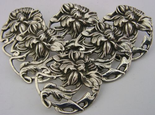 SIX LARGE STERLING SILVER ART NOUVEAU FLOWER BUTTONS 1903 ANTIQUE ENGLISH - ADDITIONAL PHOTO 6