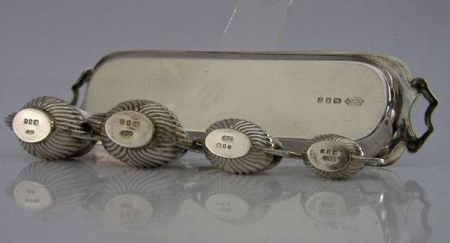 NOVELTY ENGLISH SOLID STERLING SILVER MINIATURE DOLLS HOUSE TEA SET 1969 - ADDITIONAL PHOTO 3
