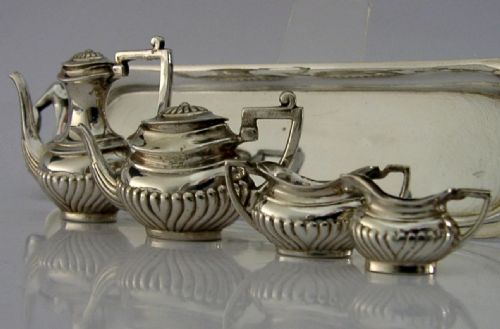NOVELTY ENGLISH SOLID STERLING SILVER MINIATURE DOLLS HOUSE TEA SET 1969 - ADDITIONAL PHOTO 5
