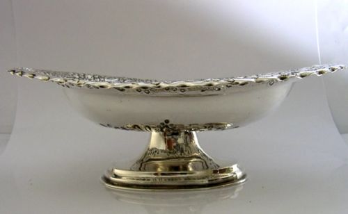STUNNING 246G ENGLISH STERLING SILVER FLOWER EMBOSSED BOWL DISH 1909 ANTIQUE - ADDITIONAL PHOTO 8