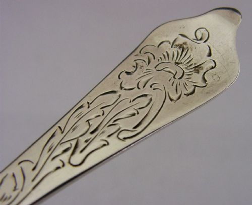 PRETTY ART NOUVEAU DANISH STERLING SILVER SUGAR SIFTER SPOON 1908 ANTIQUE - ADDITIONAL PHOTO 4