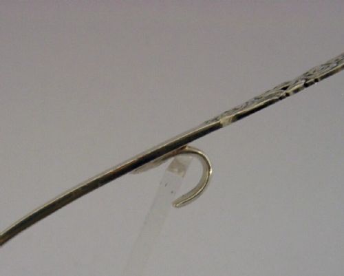 NORWEGIAN 830S SILVER HOOKED BACK SAUCE LADLE C1930 ANTIQUE VALDRES PATTERN 52G - ADDITIONAL PHOTO 2