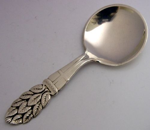 UNUSUAL DANISH ART DECO SOLID SILVER SPOON SERVER 1934 ANTIQUE 38G - ADDITIONAL PHOTO 1