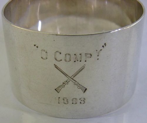 RARE VICTORIAN 1893 O COMPANY MILITARY RIFLE SHOOTING NAPKIN RING - ADDITIONAL PHOTO 3