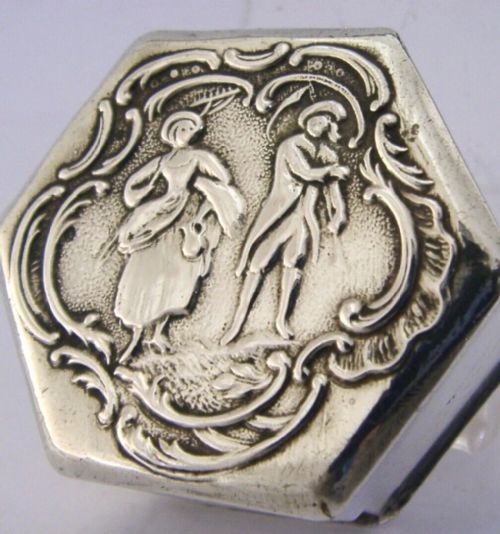 BEAUTIFUL GERMAN FRENCH SOLID SILVER PILL TRINKET BOX C1900 ANTIQUE - ADDITIONAL PHOTO 1
