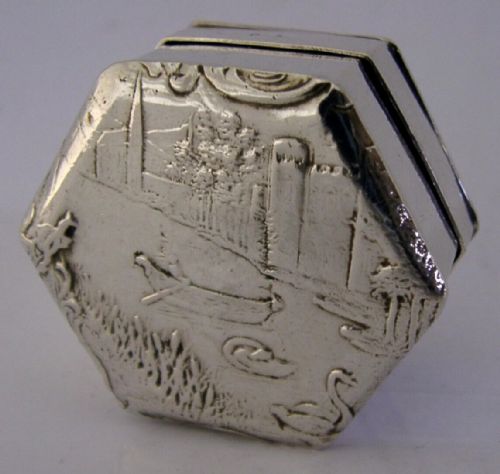 BEAUTIFUL GERMAN FRENCH SOLID SILVER PILL TRINKET BOX C1900 ANTIQUE - ADDITIONAL PHOTO 2
